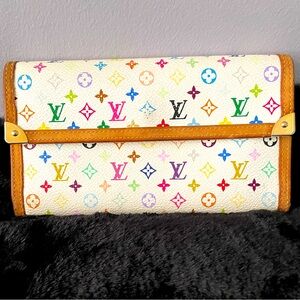 Authentic Louis Vuitton multicolor monogram, pattern, leather wallet
